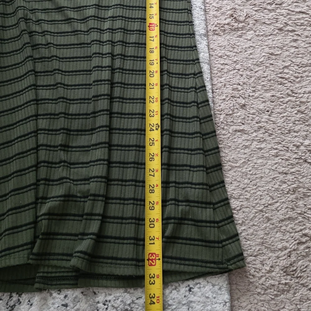 Olivia Rae Ribbed Tshirt Dress Sage green and Black Striped Womens M